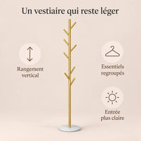 Porte-manteau sur pied design doré base marbre - benefices et organisation