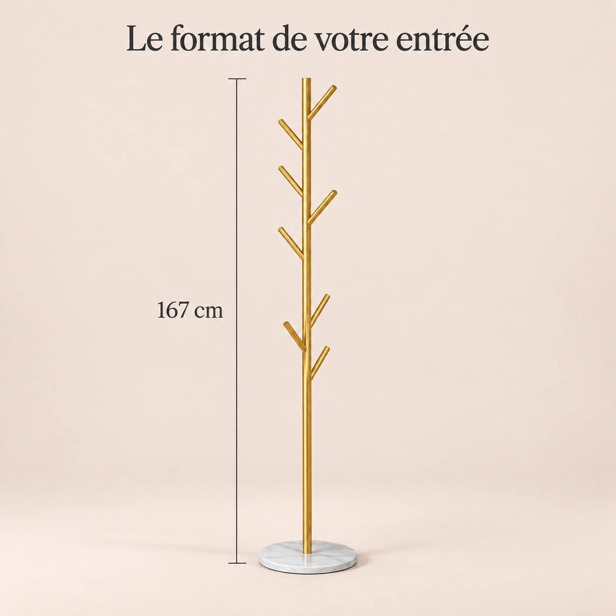 Porte-manteau sur pied design doré base marbre - format dans une entree