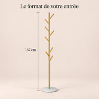 Porte-manteau sur pied design doré base marbre - format dans une entree