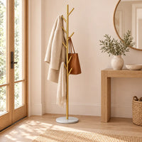 Porte-manteau sur pied design doré base marbre - seconde mise en scene