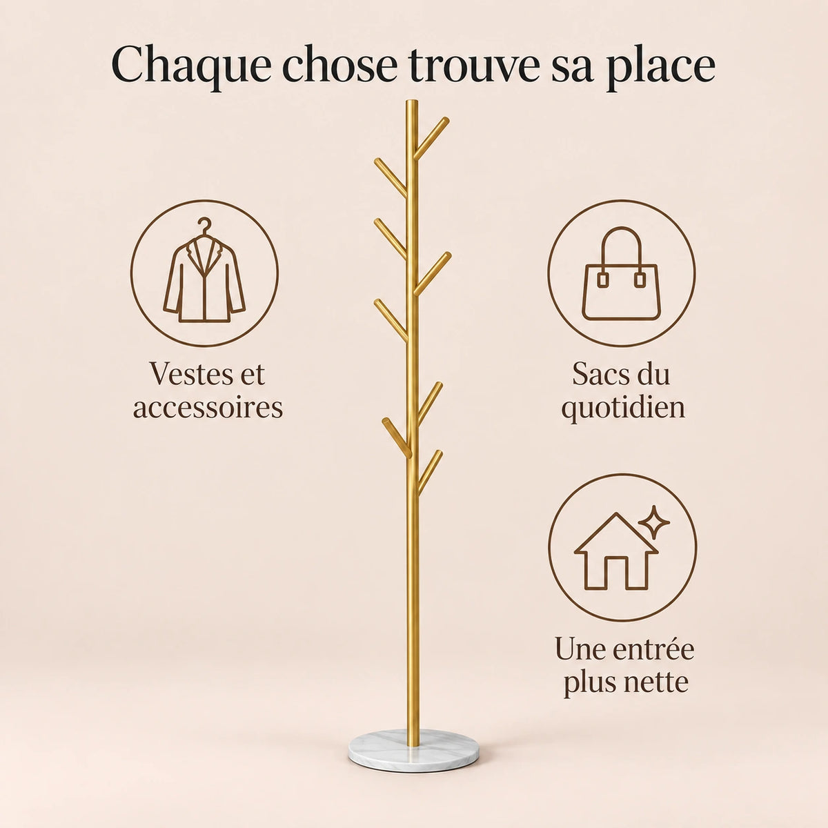 Porte-manteau sur pied design doré base marbre - conseils utilisation