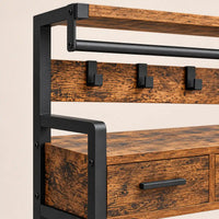 Porte-manteau vestiaire industriel 6 en 1 avec banc et tiroirs - detail des finitions