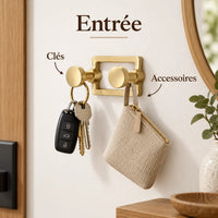 Crochet mural doré brossé 2 positions zinc, porte-manteau mural or brossé : exemples d'accessoires suspendus