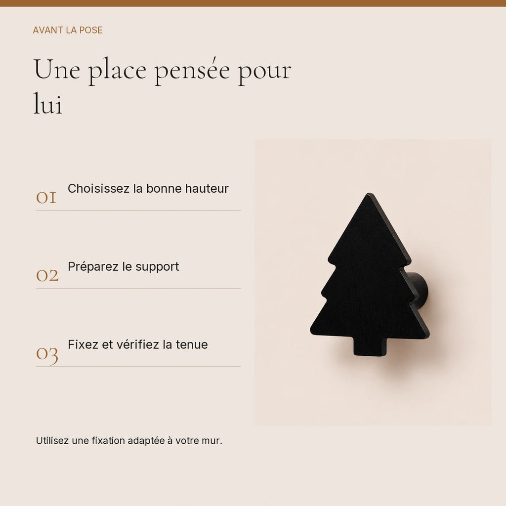 Crochet mural en bois motif Arbre noir pour chambre enfant – conseils de pose et de fixation murale