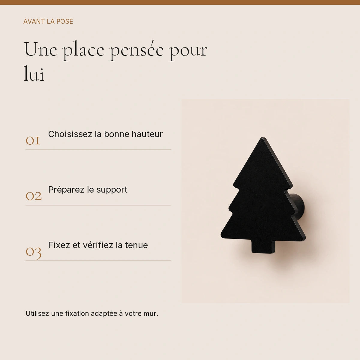 Crochet mural en bois motif Arbre noir pour chambre enfant – conseils de pose et de fixation murale