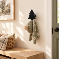 Crochet mural en bois motif Arbre noir pour chambre enfant – dans une entrée familiale
