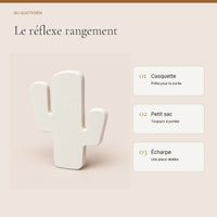 Crochet mural en bois motif Cactus blanc pour chambre enfant – idées pour ranger les accessoires enfant