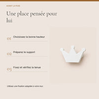 Crochet mural en bois motif Couronne blanche pour chambre enfant – conseils de pose et de fixation murale