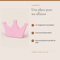 Crochet mural en bois motif Couronne poudrée pour chambre enfant – bénéfices pour organiser la chambre enfant