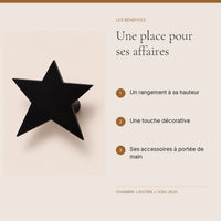 Crochet mural en bois motif Étoile noire pour chambre enfant – bénéfices pour organiser la chambre enfant
