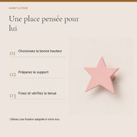 Crochet mural en bois motif Étoile rose pour chambre enfant – conseils de pose et de fixation murale