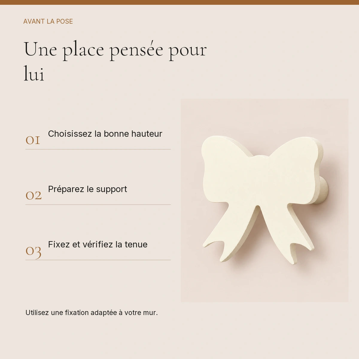 Crochet mural en bois motif Noeud blanc pour chambre enfant – conseils de pose et de fixation murale