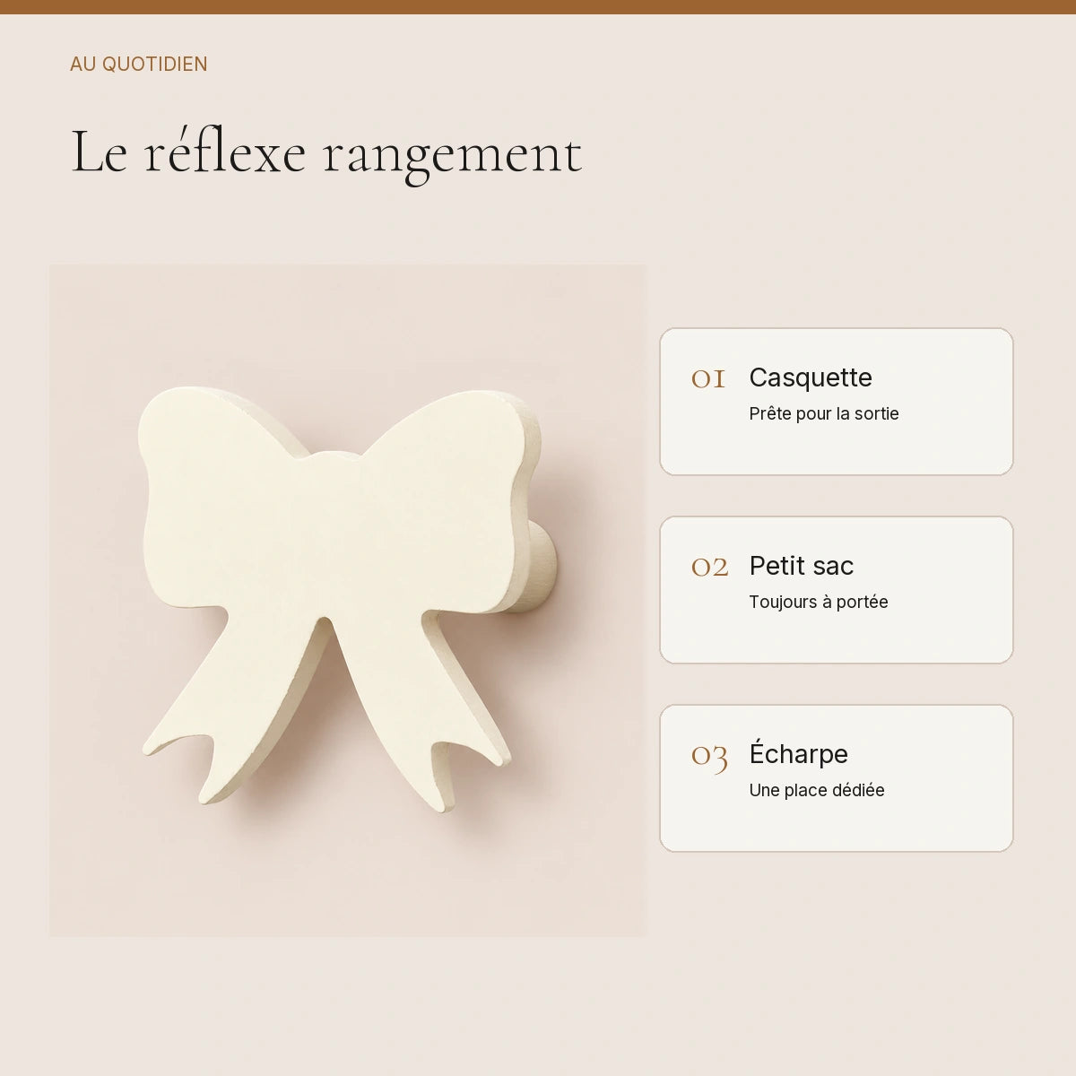 Crochet mural en bois motif Noeud blanc pour chambre enfant – idées pour ranger les accessoires enfant