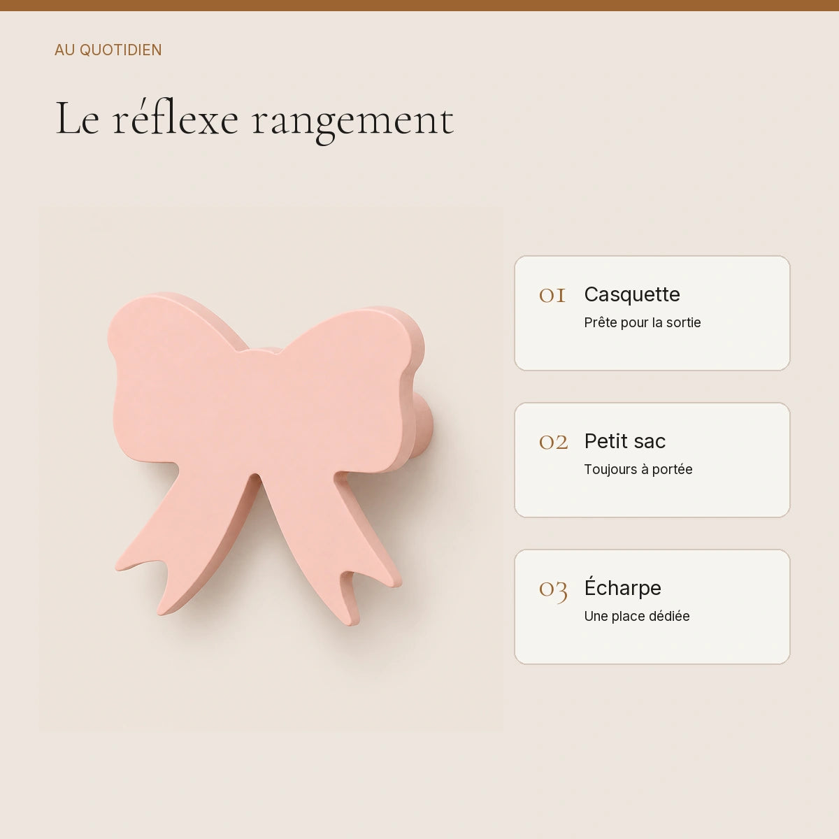 Crochet mural en bois motif Noeud poudré pour chambre enfant – idées pour ranger les accessoires enfant