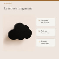 Crochet mural en bois motif Nuage noir pour chambre enfant – idées pour ranger les accessoires enfant