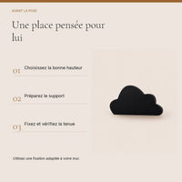 Crochet mural en bois motif nuage noir à base droite pour chambre enfant – conseils de pose et de fixation murale