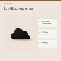 Crochet mural en bois motif nuage noir à base droite pour chambre enfant – idées pour ranger les accessoires enfant