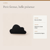 Crochet mural en bois motif nuage noir à base droite pour chambre enfant – détail du bois peint et de la finition