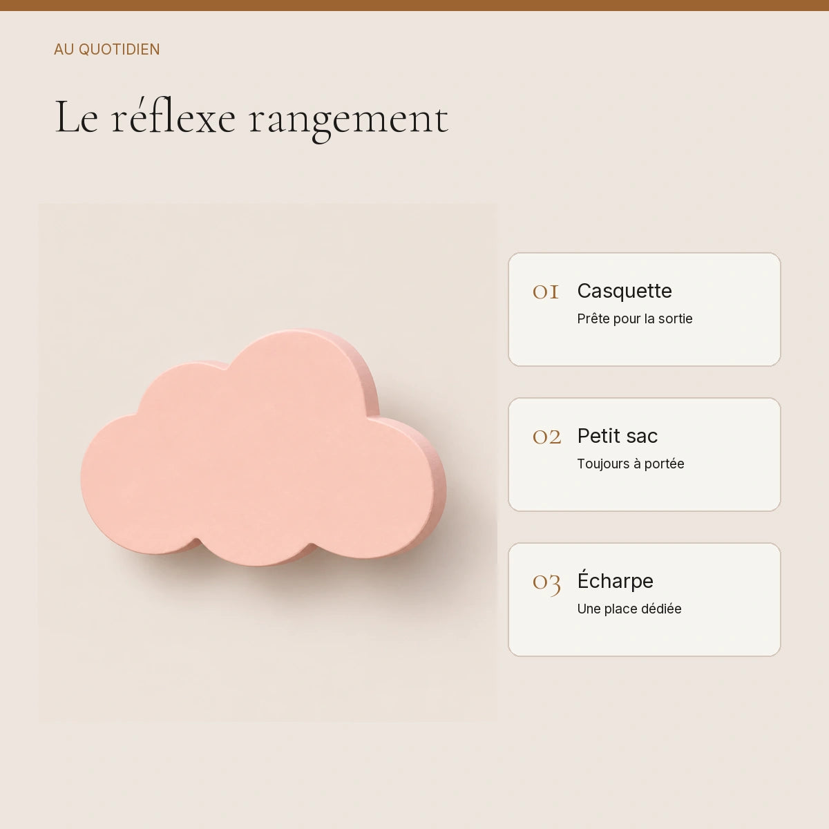 Crochet mural en bois motif Nuage poudré pour chambre enfant – idées pour ranger les accessoires enfant