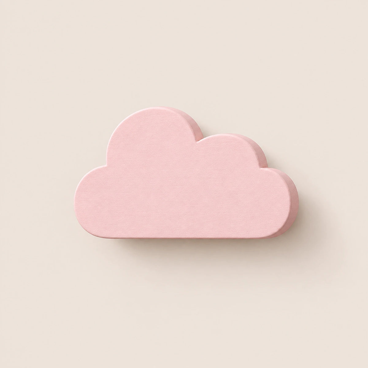 Crochet mural en bois motif nuage poudré à base droite pour chambre enfant – vue principale du crochet décoratif sur fond beige