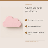 Crochet mural en bois motif nuage poudré à base droite pour chambre enfant – bénéfices pour organiser la chambre enfant