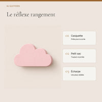 Crochet mural en bois motif nuage poudré à base droite pour chambre enfant – idées pour ranger les accessoires enfant