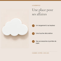 Crochet mural en bois motif Nuages blancs pour chambre enfant – bénéfices pour organiser la chambre enfant
