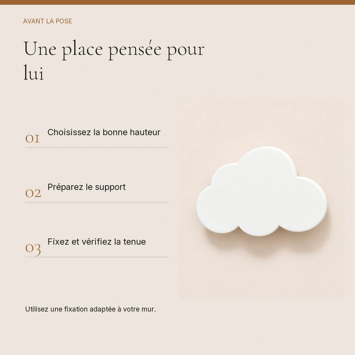 Crochet mural en bois motif Nuages blancs pour chambre enfant – conseils de pose et de fixation murale