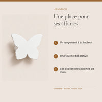 Crochet mural en bois motif Papillon blanc pour chambre enfant – bénéfices pour organiser la chambre enfant