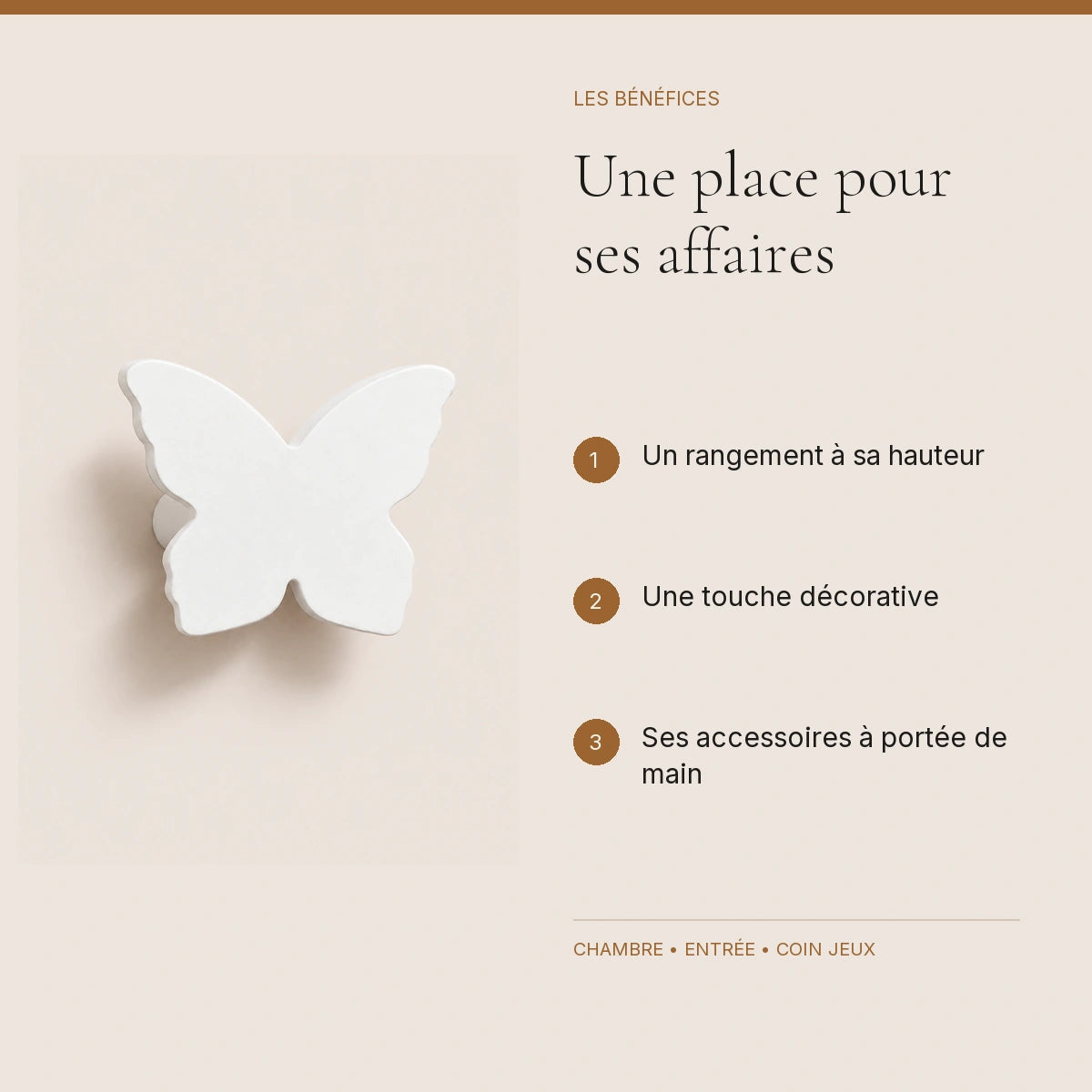 Crochet mural en bois motif Papillon blanc pour chambre enfant – bénéfices pour organiser la chambre enfant