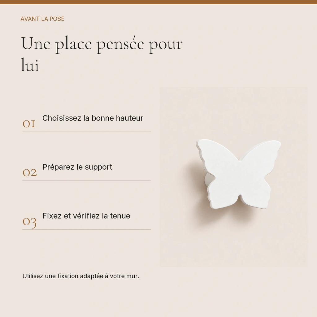 Crochet mural en bois motif Papillon blanc pour chambre enfant – conseils de pose et de fixation murale