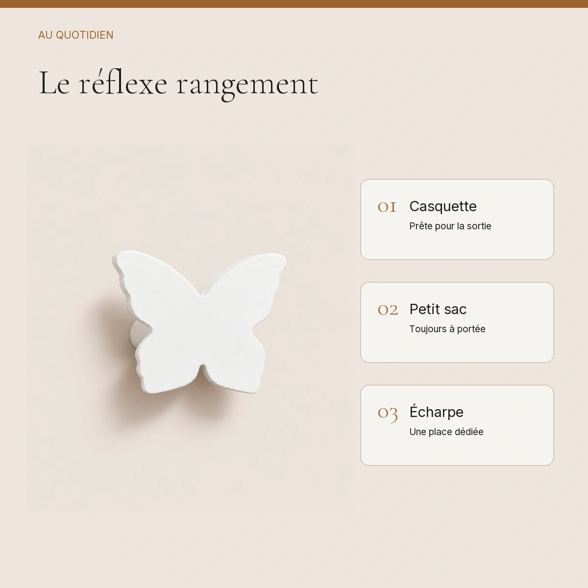 Crochet mural en bois motif Papillon blanc pour chambre enfant – idées pour ranger les accessoires enfant