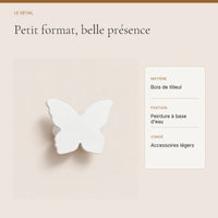 Crochet mural en bois motif Papillon blanc pour chambre enfant – détail du bois peint et de la finition