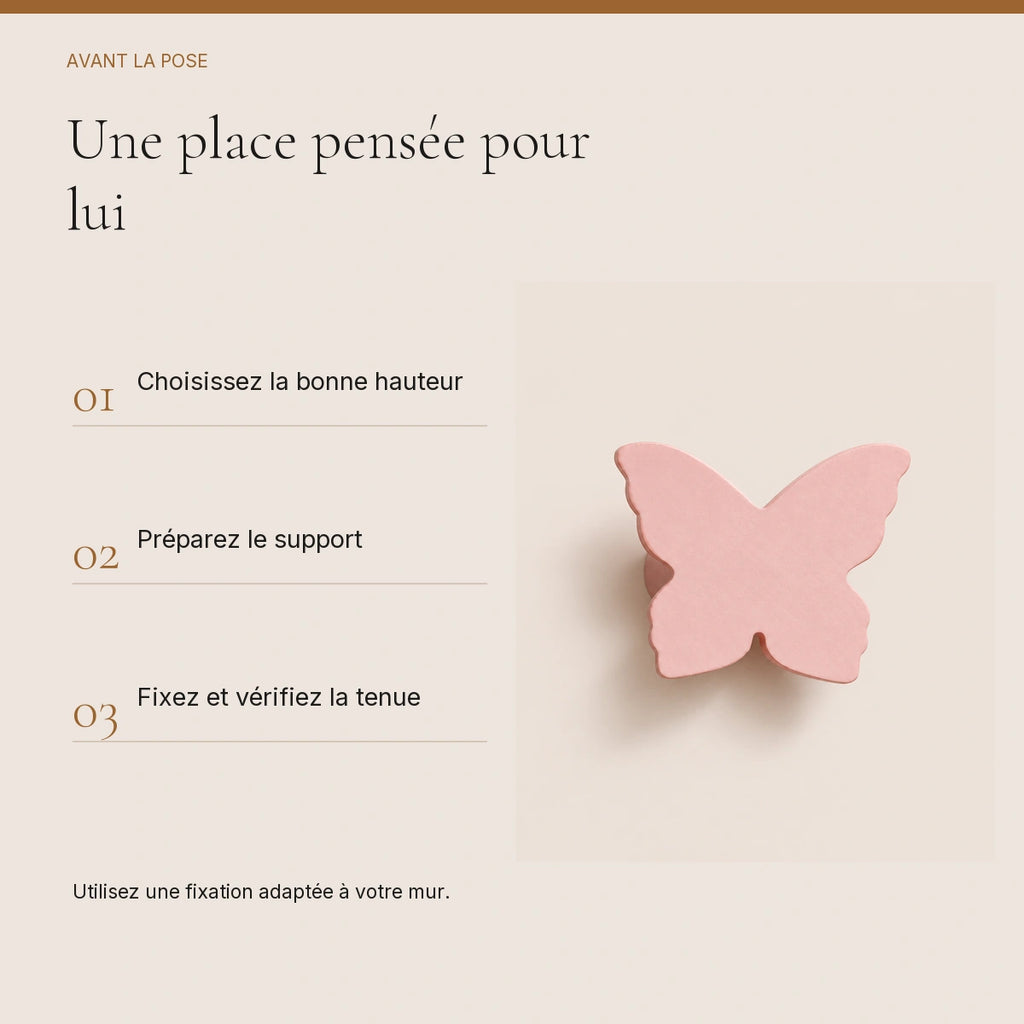 Crochet mural en bois motif Papillon rose pour chambre enfant – conseils de pose et de fixation murale