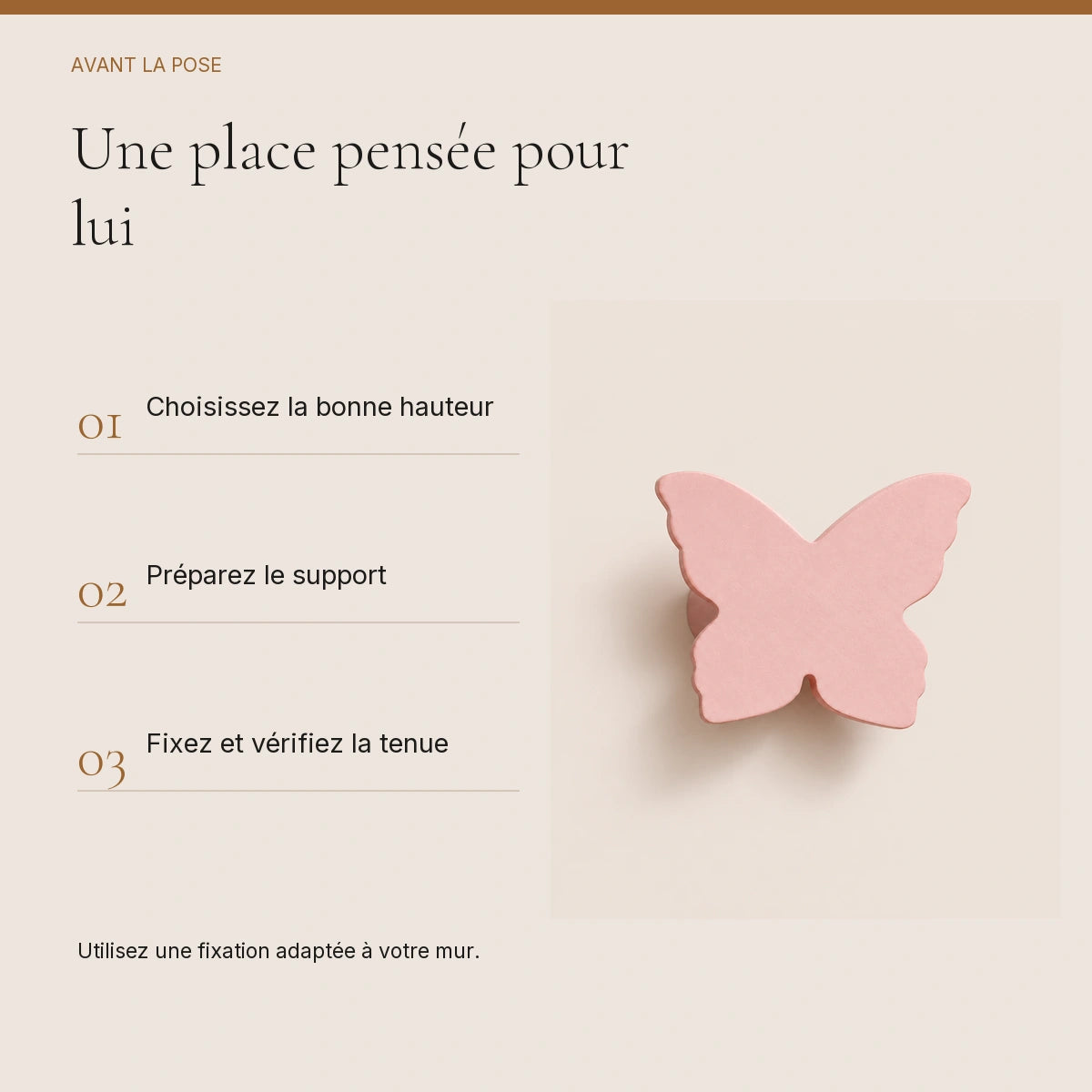 Crochet mural en bois motif Papillon rose pour chambre enfant – conseils de pose et de fixation murale