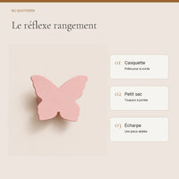 Crochet mural en bois motif Papillon rose pour chambre enfant – idées pour ranger les accessoires enfant