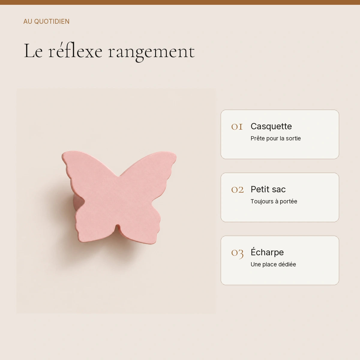 Crochet mural en bois motif Papillon rose pour chambre enfant – idées pour ranger les accessoires enfant