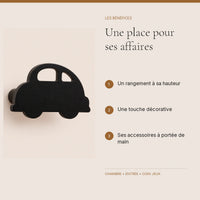 Crochet mural en bois motif Voiture noire pour chambre enfant – bénéfices pour organiser la chambre enfant