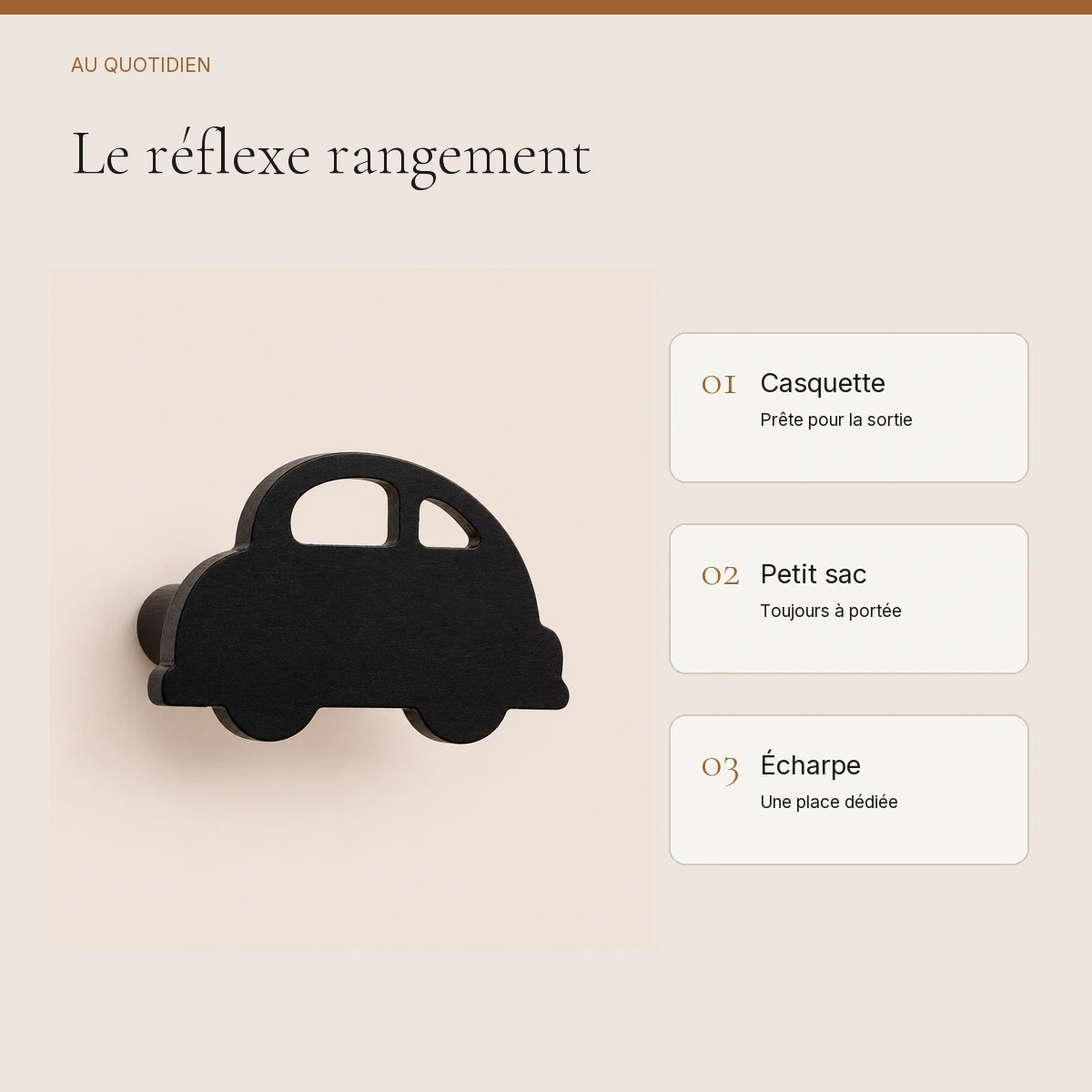 Crochet mural en bois motif Voiture noire pour chambre enfant – idées pour ranger les accessoires enfant