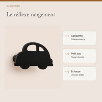 Crochet mural en bois motif Voiture noire pour chambre enfant – idées pour ranger les accessoires enfant