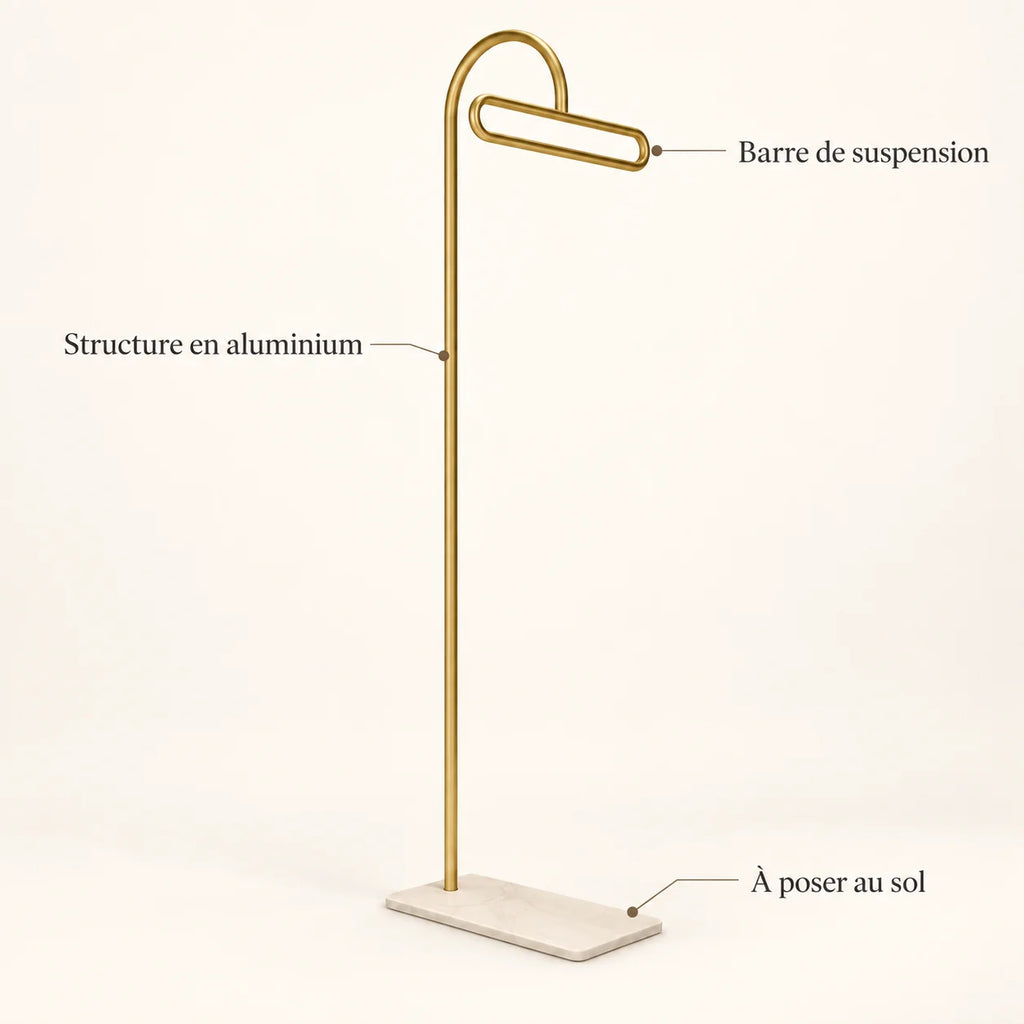 Porte-manteau portant design metal dore 175 cm — avec ses caractéristiques vérifiées