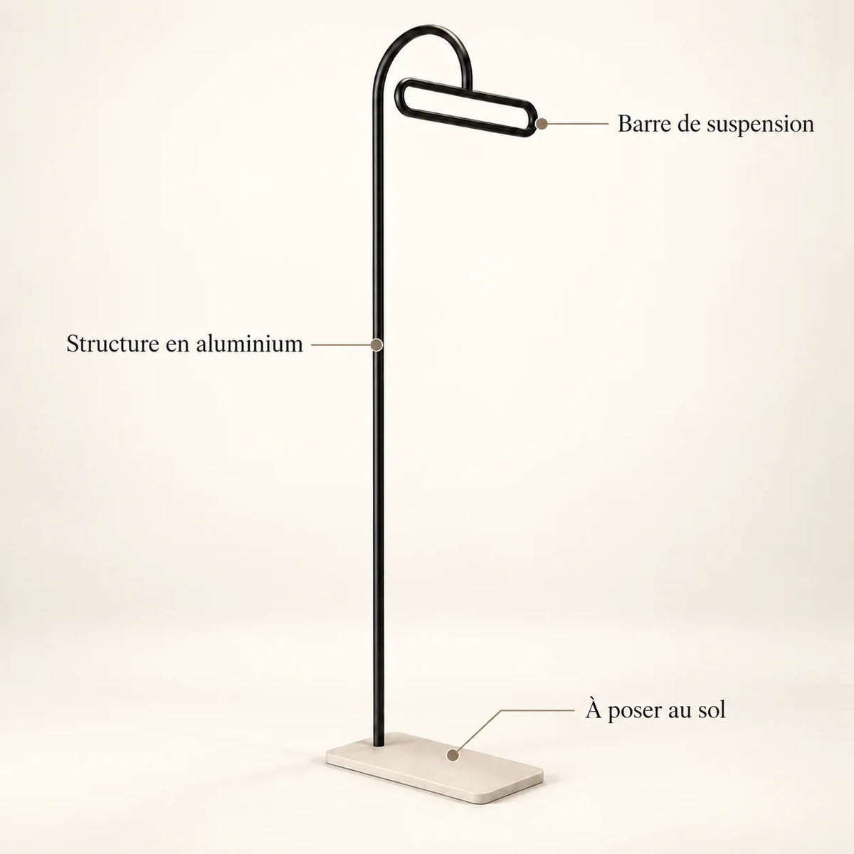 Porte-manteau portant design metal noir 175 cm — avec ses caractéristiques vérifiées