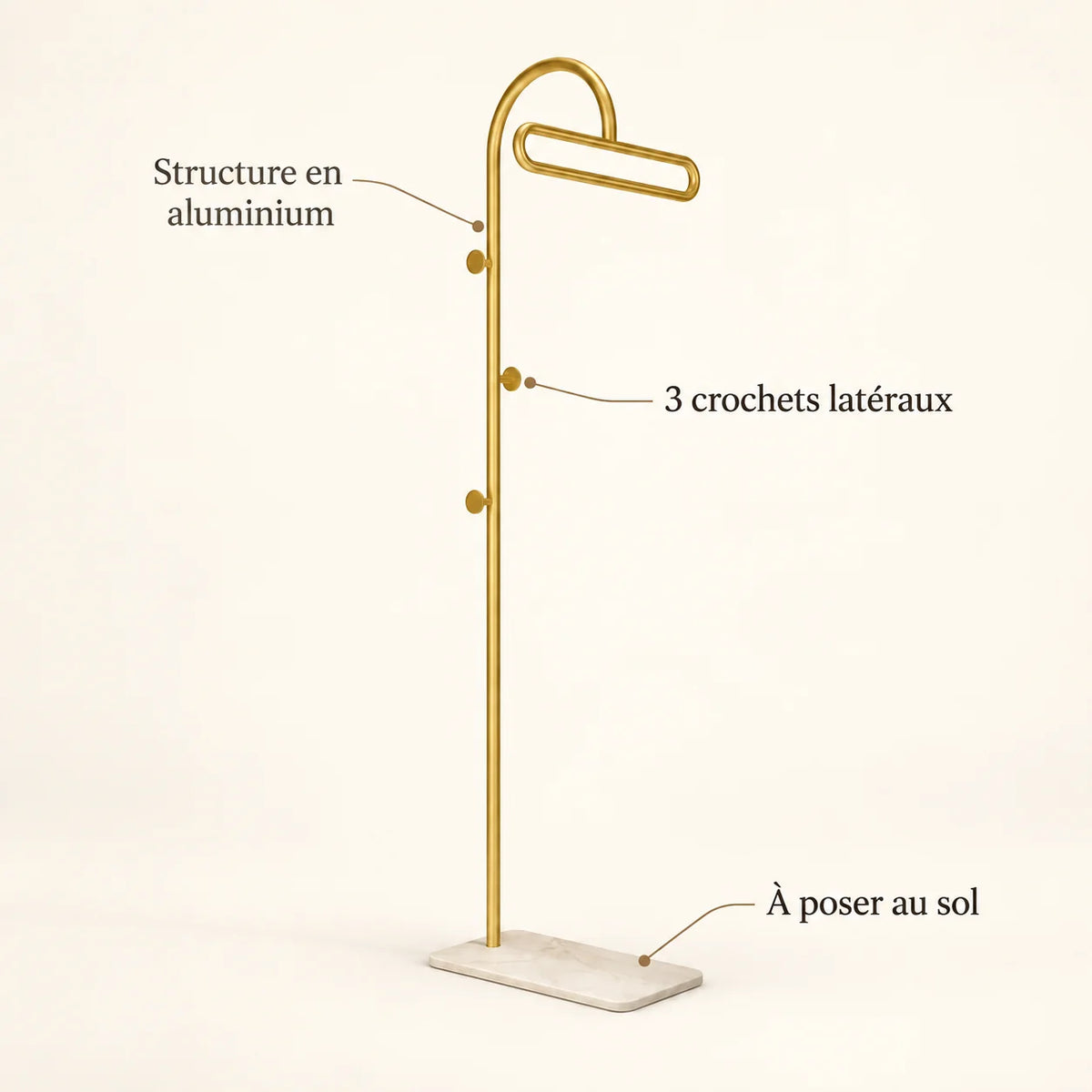 Porte-manteau portant metal dore 175 cm — avec ses caractéristiques vérifiées