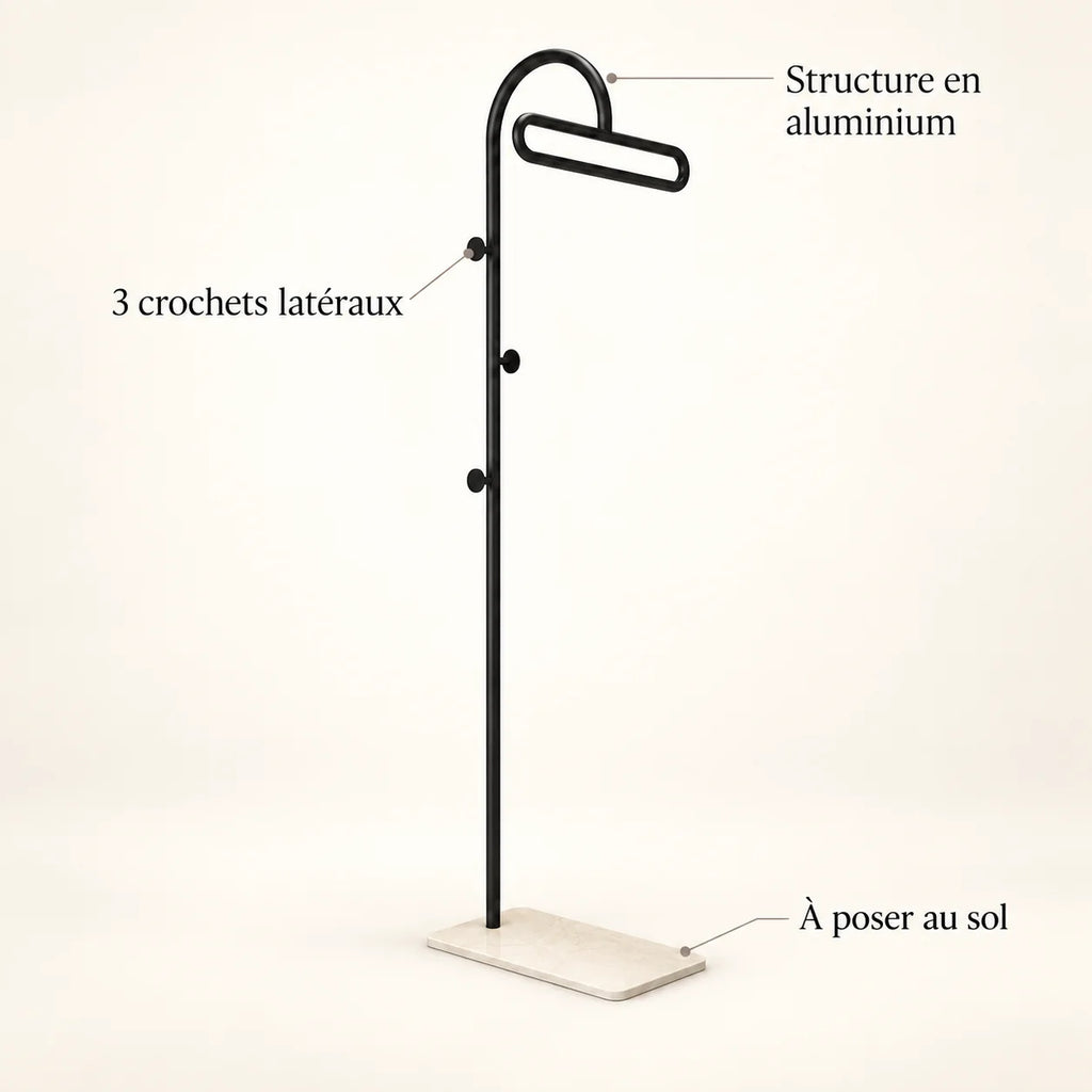 Porte-manteau portant metal noir 175 cm — avec ses caractéristiques vérifiées