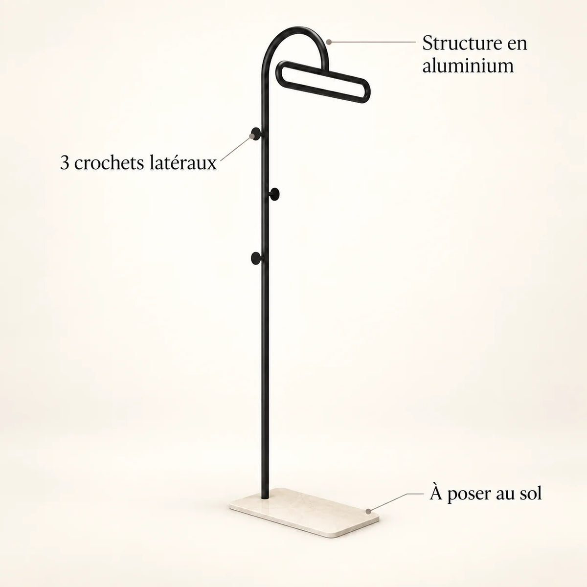 Porte-manteau portant metal noir 175 cm — avec ses caractéristiques vérifiées