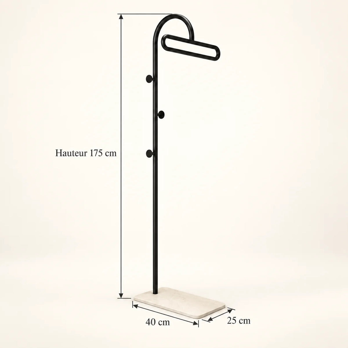Porte-manteau portant metal noir 175 cm — avec ses informations techniques vérifiées