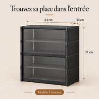 Dimensions du meuble à chaussures 5 niveaux : 64 × 30 × 71 cm.