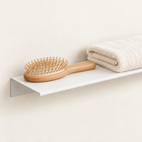 Étagère salle de bain aluminium blanche 40 cm : finition et accessoires en situation