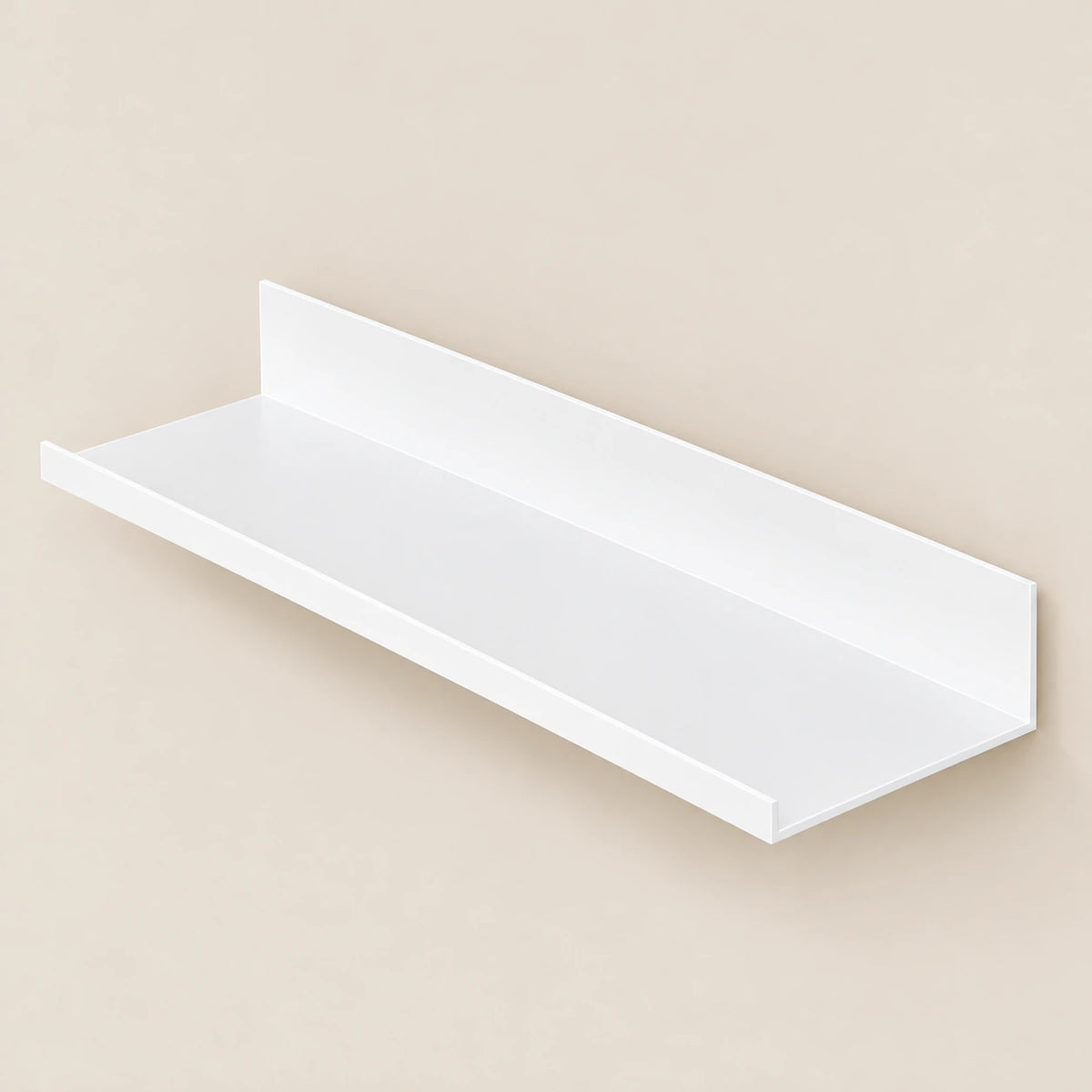 Étagère salle de bain avec rebord blanche 30 cm : vue de trois quarts