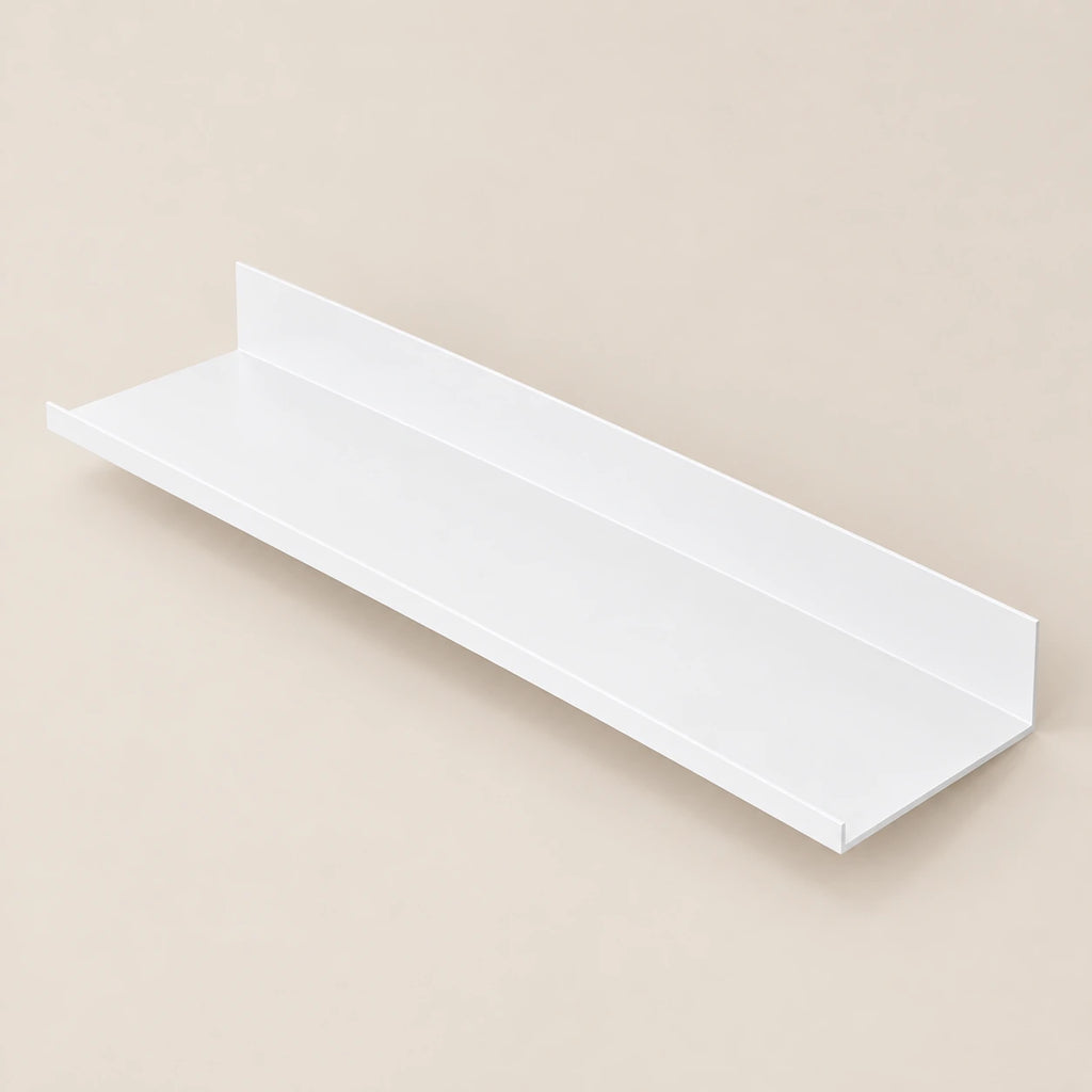 Étagère salle de bain avec rebord blanche 50 cm : vue de trois quarts